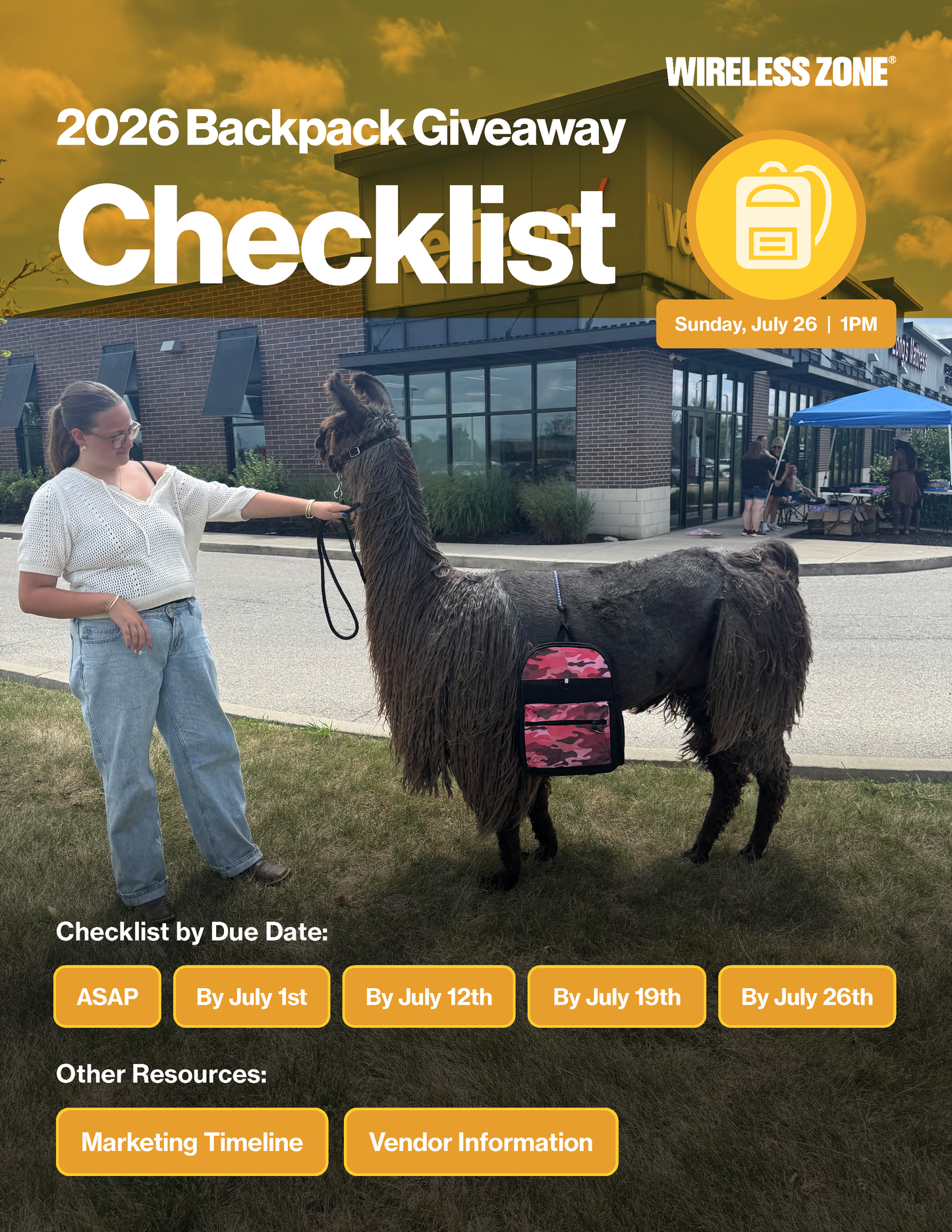 Wireless Zone / Backpack Giveaway Event Checklist