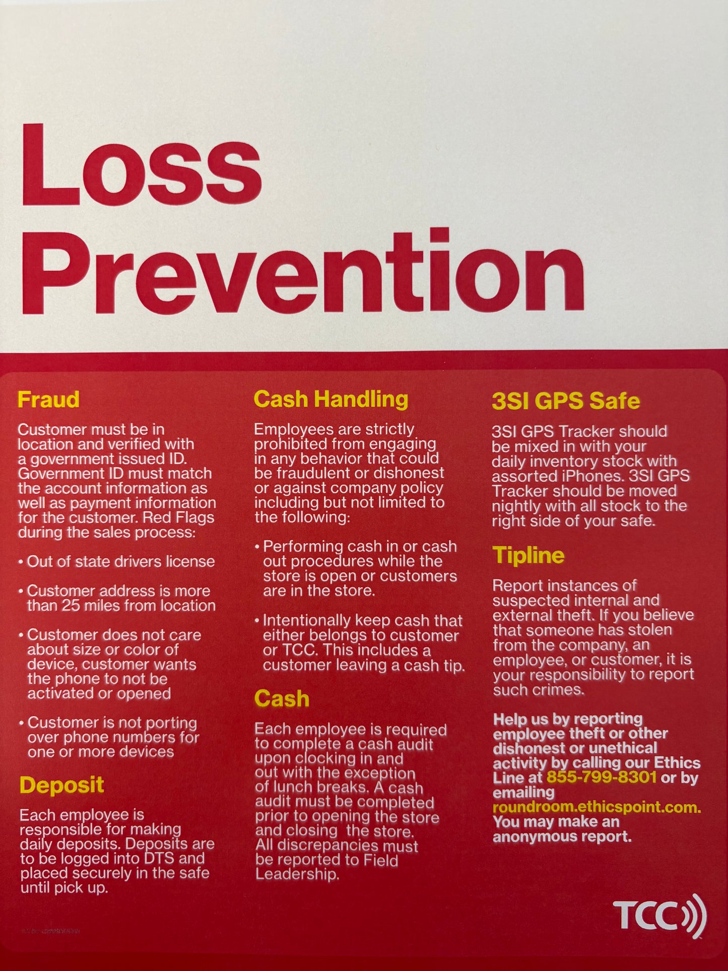 Backroom poster - Loss Prevention