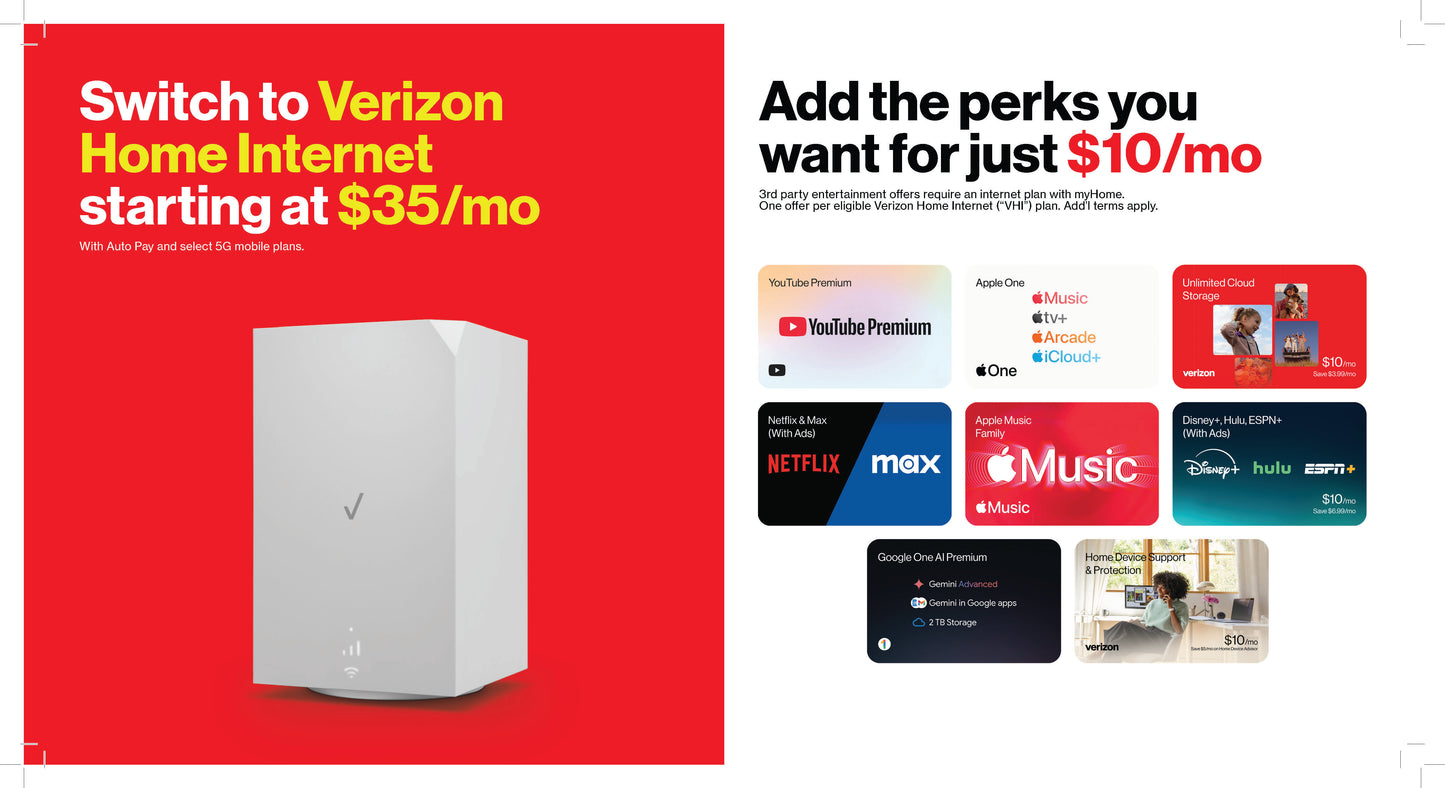 Countermat insert - Verizon Home Internet & Visa Credit Card