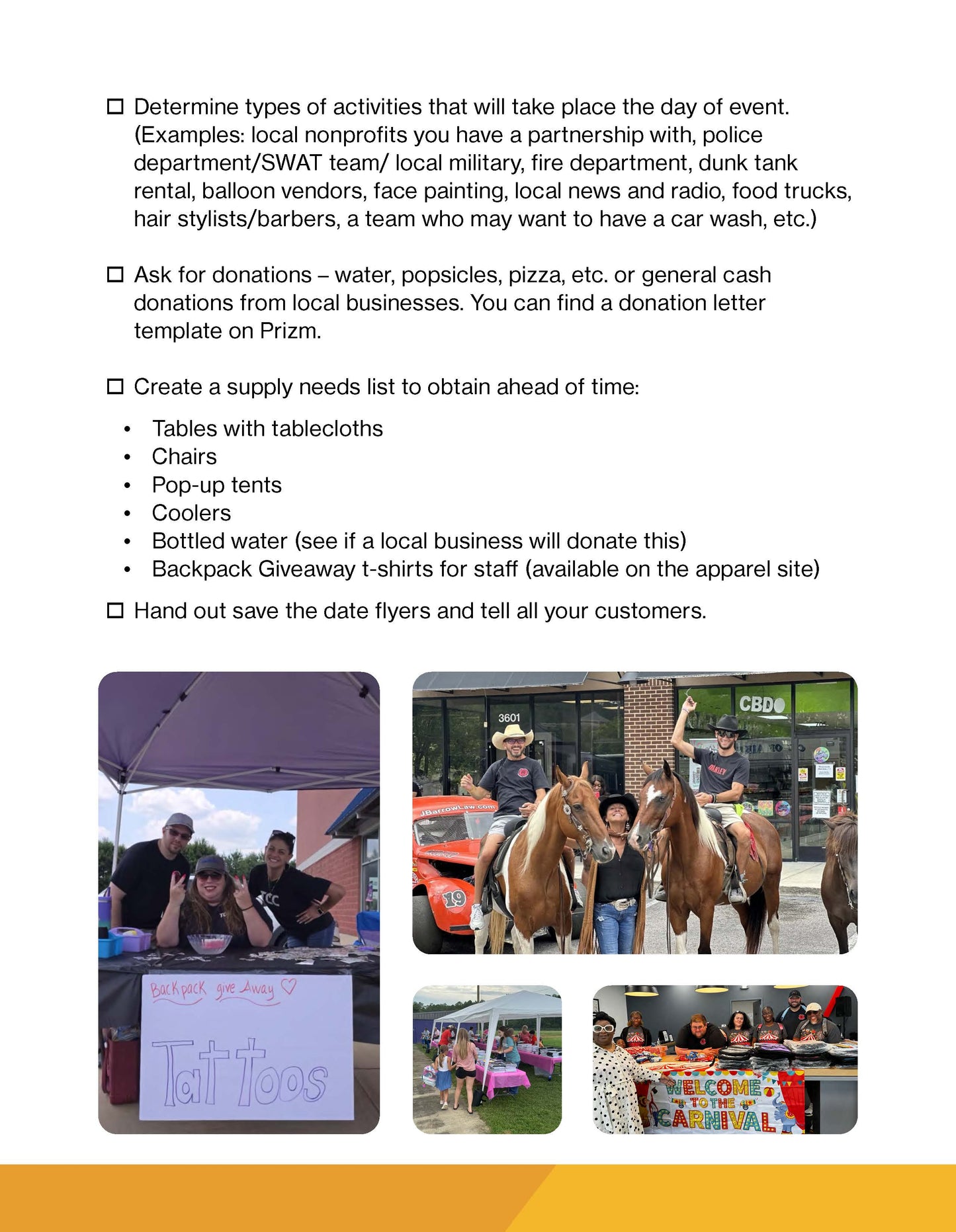Wireless Zone / Backpack Giveaway Event Checklist