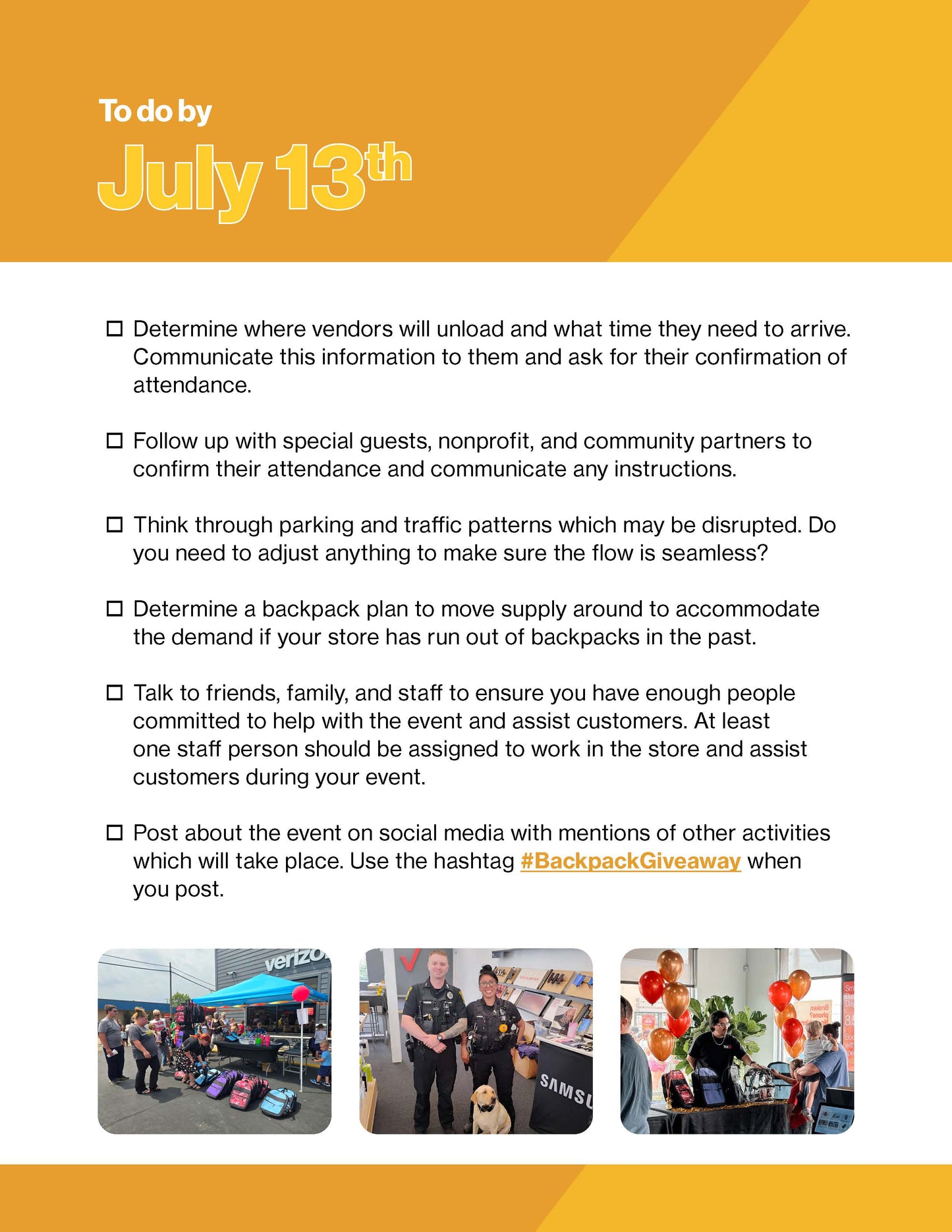 Backpack Giveaway Event Checklist TCC