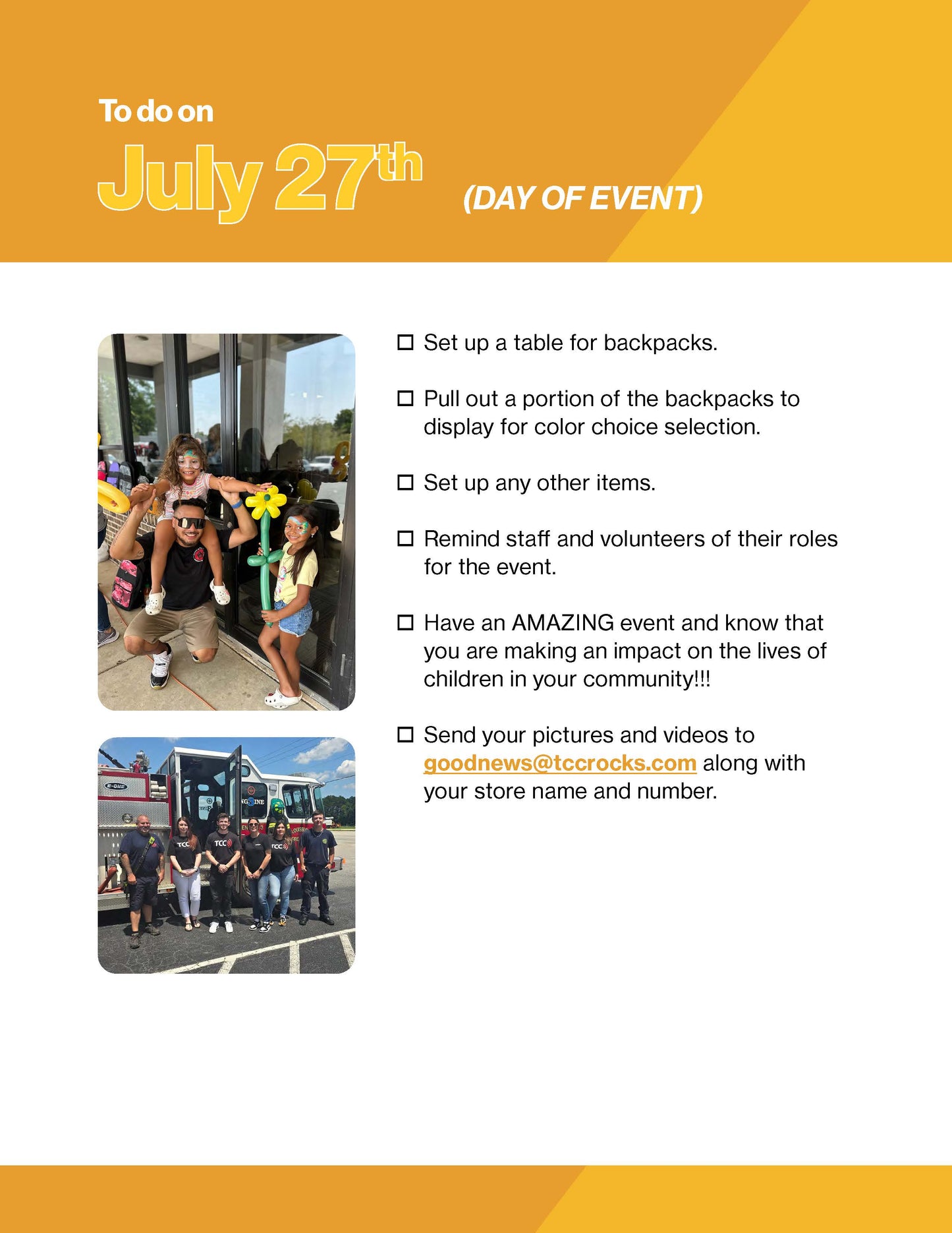 Backpack Giveaway Event Checklist TCC