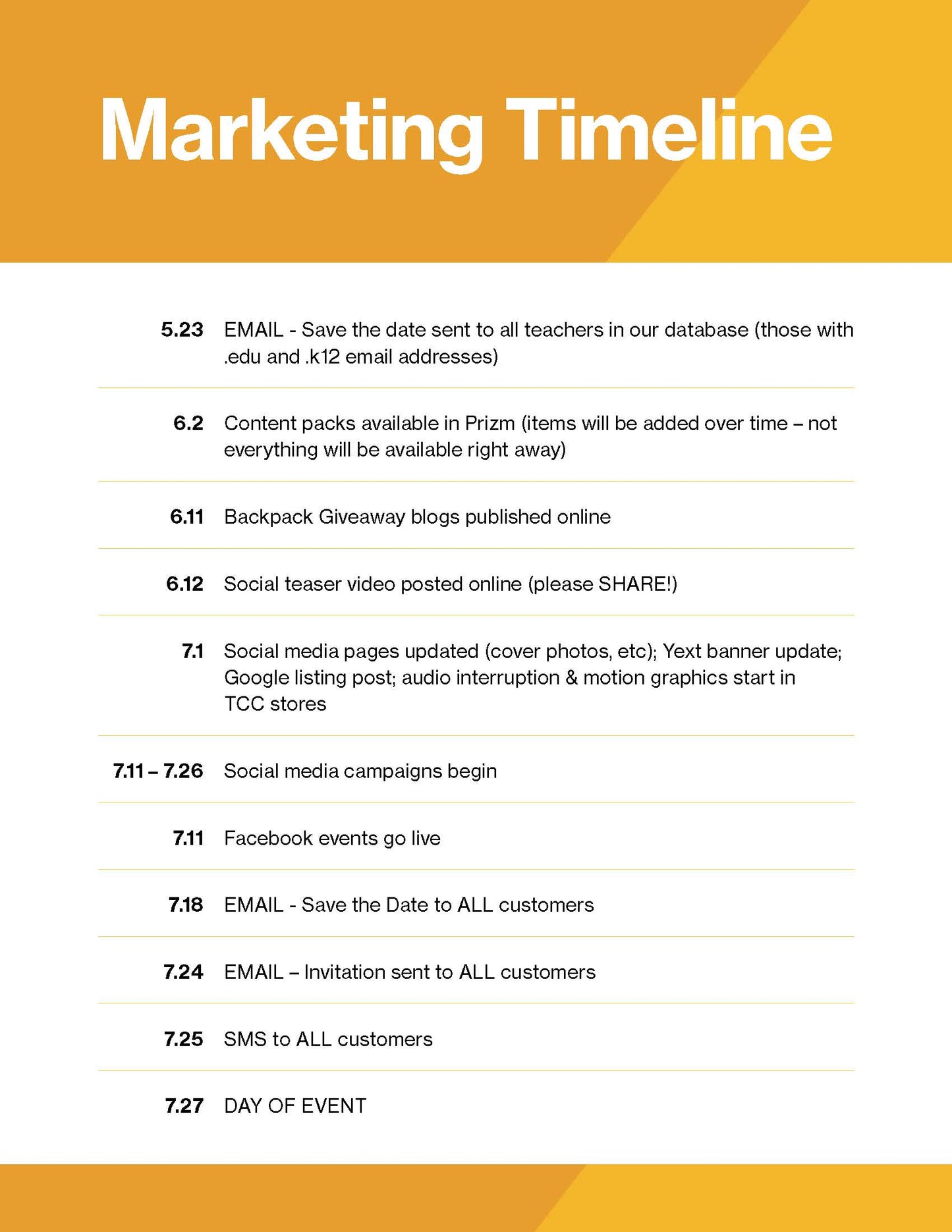 Backpack Giveaway Event Checklist TCC