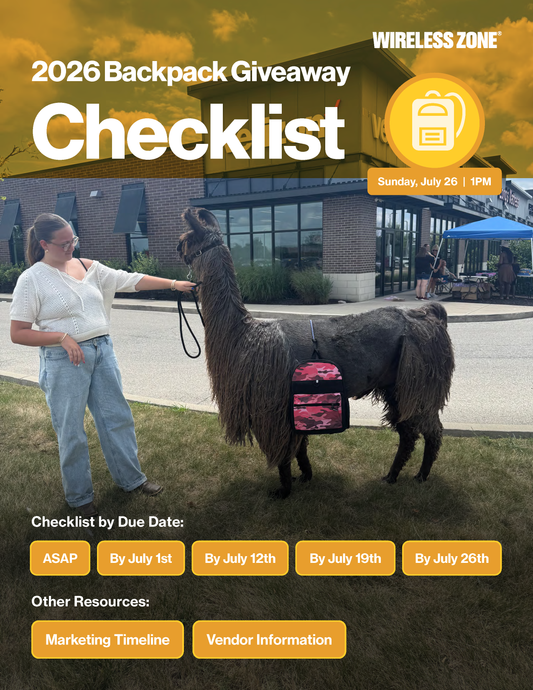 Wireless Zone / Backpack Giveaway Event Checklist