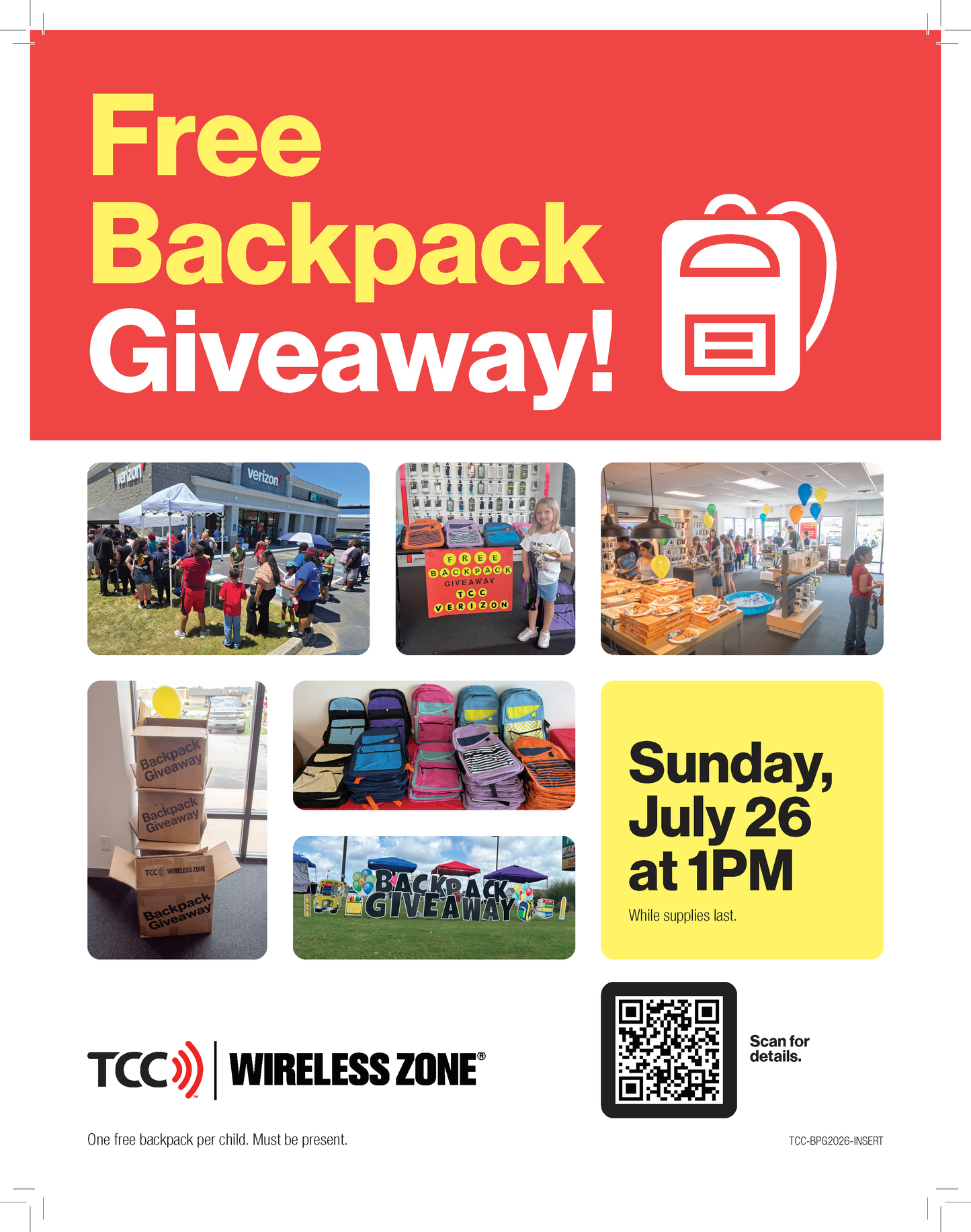 Backpack TCC Window Announcement